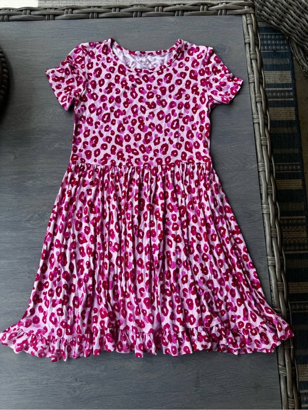 Posh Peanut Pink and Magenta Leopard Short Sleeve Twirl Dress